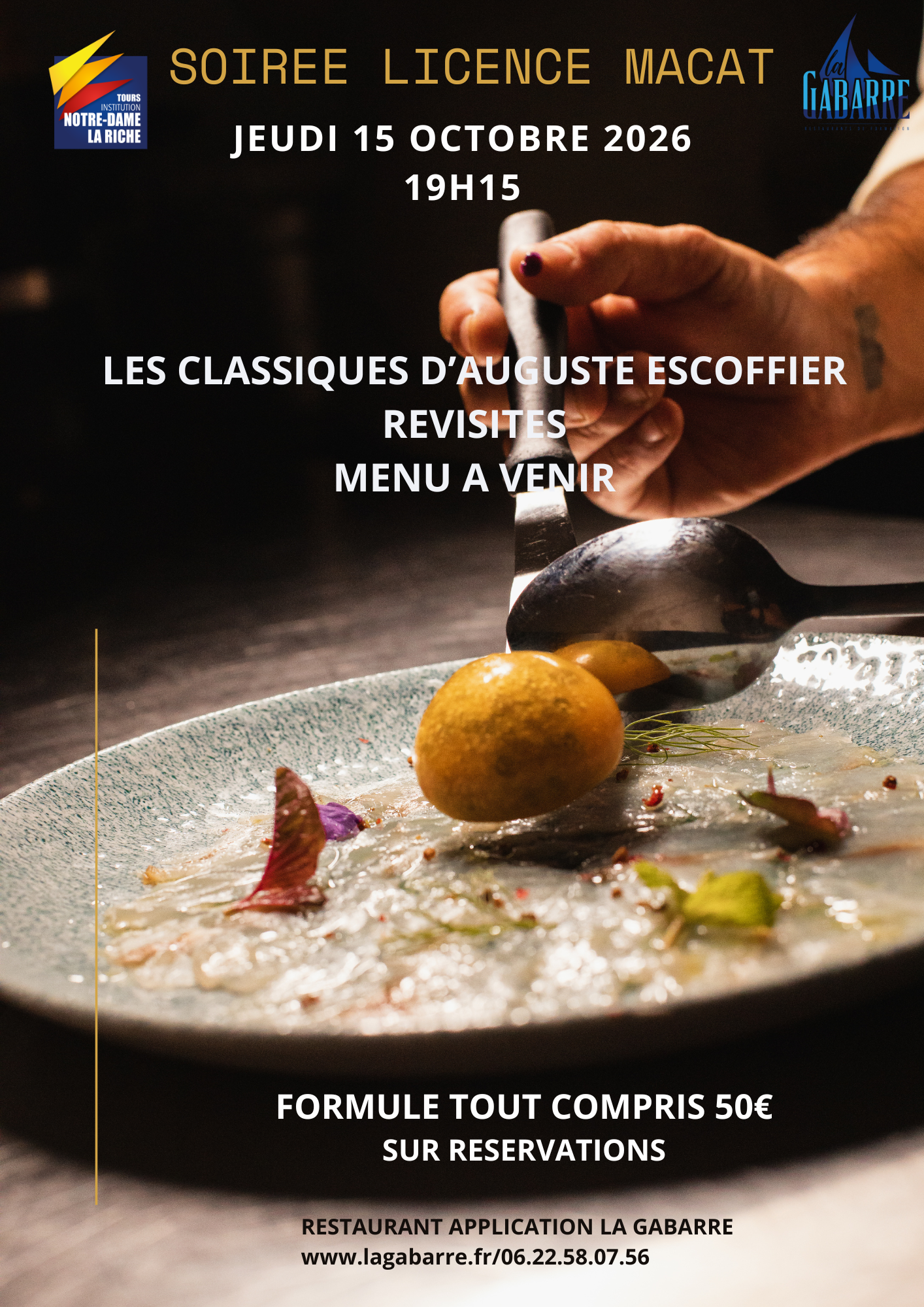 Menu de la soirée a thème du 15 octobre organisé par les apprentis de la licence MACAT sur le thème des fleurs